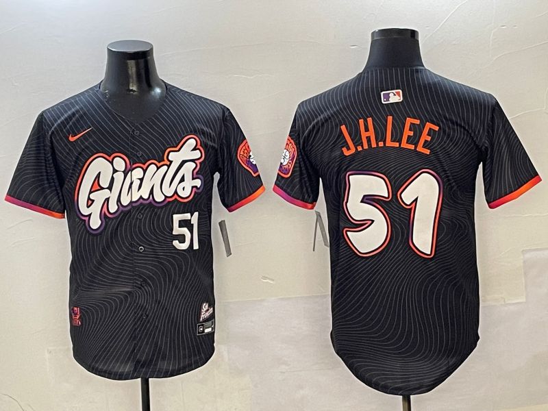 Men San Francisco Giants #51 J.H.Lee Black Second generation Joint Name Nike 2025 MLB Jersey style 5